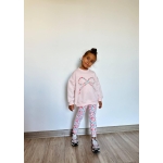 Çiçekli Desenli Fiyonklu Taytlı Takım - Görsel 3