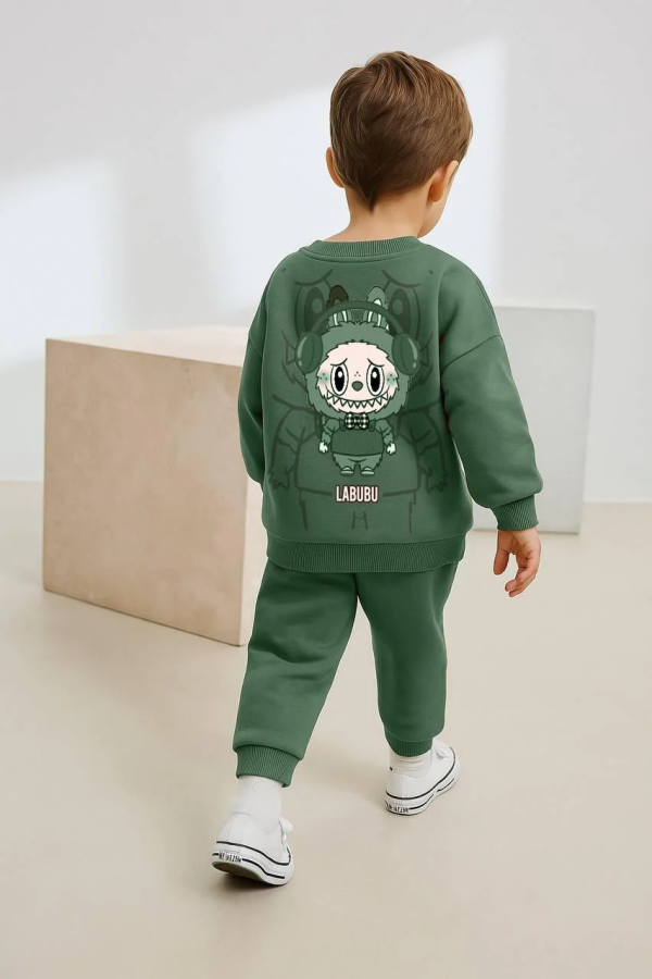 Labubu Baskılı Unisex Yeşil Takım - Görsel 5