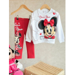 Minnie Mouse Baskılı Fiyonklu Taytlı Takım - Görsel 2