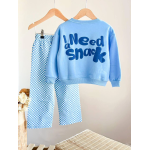 Sweatshirt Dokuma Mavi Pantolon Takım - Görsel 4